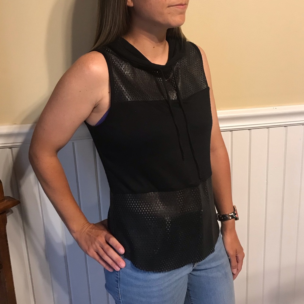 Sparkle & Fade Hooded Tank with Cut-Out Accents